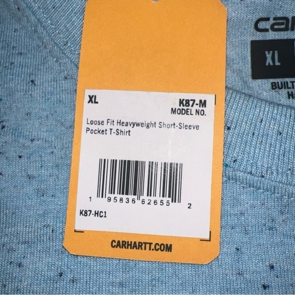 CARHARTT MEN'S LIGHT BLUE‎ LOOSE FIT HEAVYWEIGHT POCKET T-SHIRT SIZE XXL (V) - Picture 5 of 5